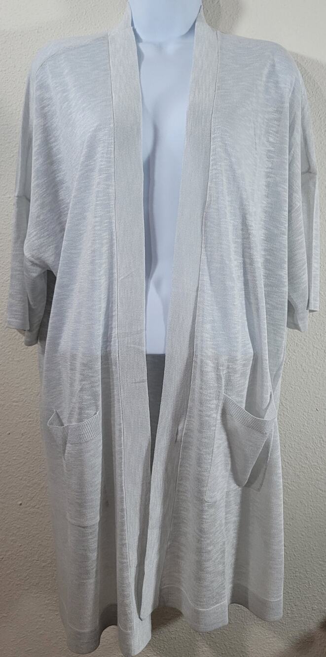 Chico's Gray Open Front Cardigan Sweater 1 Medium New With Tags Lightweight